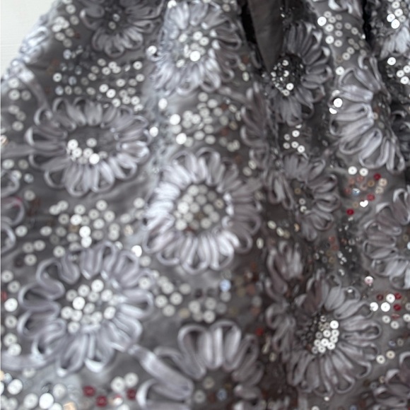 Charming Silver Floral Kids Dress - Picture 4 of 4